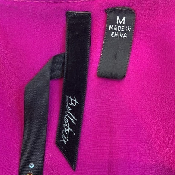 🎁 3 for $30 Bellatrix Fuchsia Silk Ruffled Top With Front Zipper - Picture 5 of 7